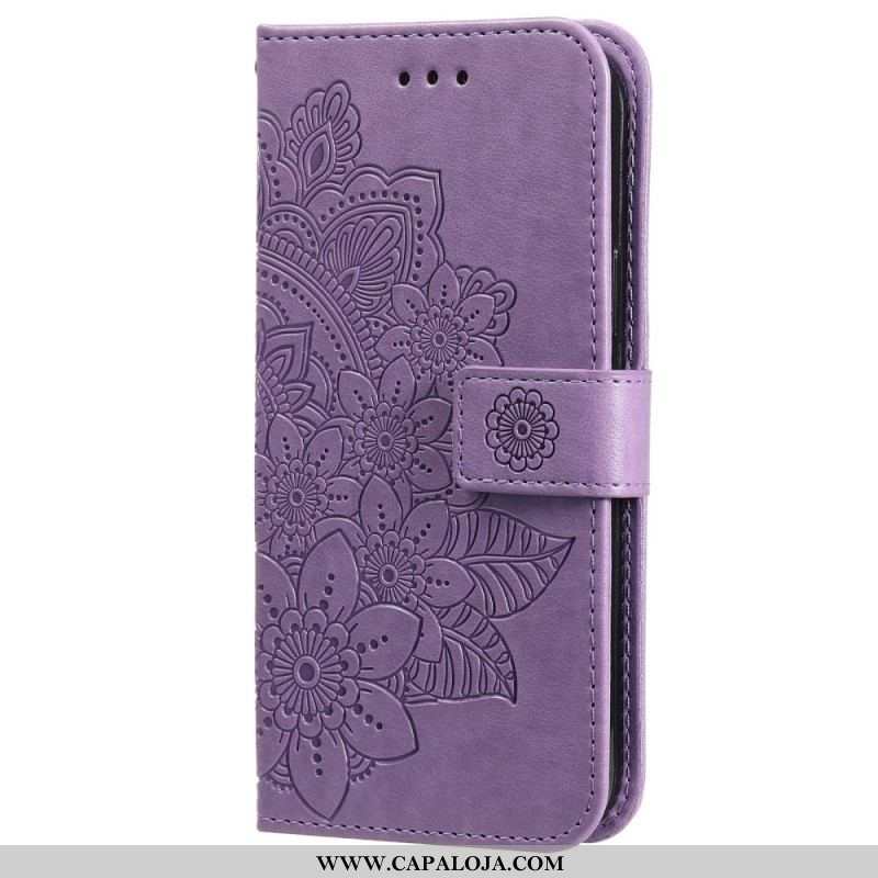 Capa Folio Para Samsung Galaxy S22 5G Flor Mandala