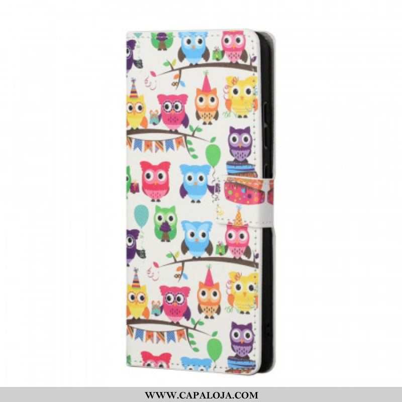 Capa Folio Para Samsung Galaxy S22 Plus 5G Várias Corujas