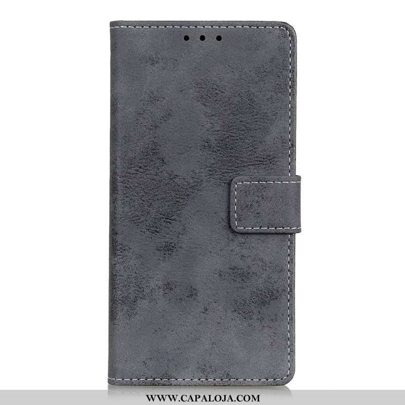 Capa Folio Para Samsung Galaxy S22 Ultra 5G Efeito Couro Vintage