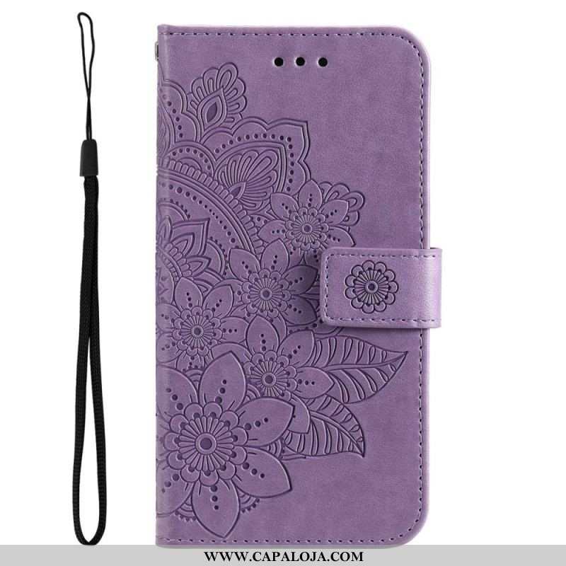 Capa Folio Para Samsung Galaxy S23 Plus 5G De Cordão Mandala Strappy