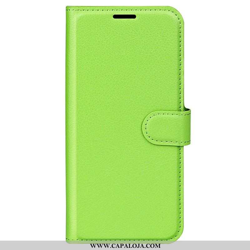 Capa Folio Para Samsung Galaxy S23 Ultra 5G Clássico Efeito Couro Lichia