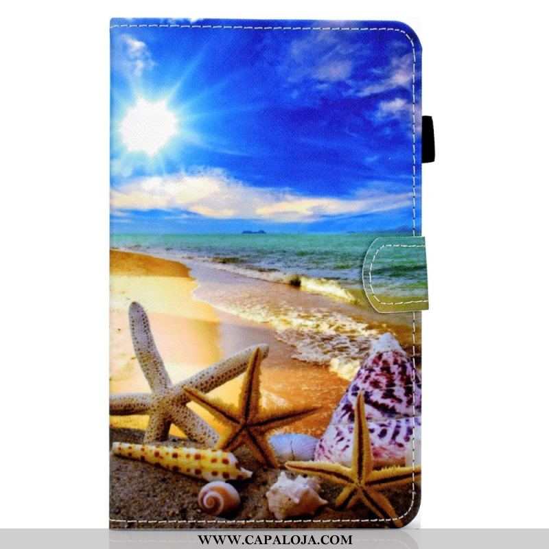 Capa Folio Para Samsung Galaxy Tab A8 (2021) Praia Divertida