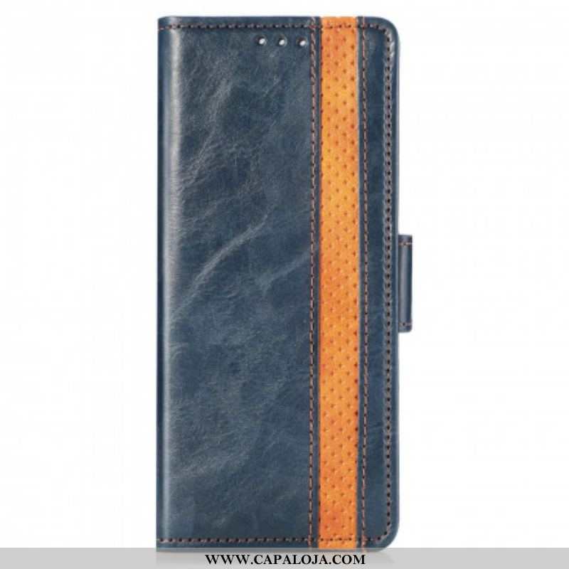 Capa Folio Para Samsung Galaxy Z Fold 3 5G Fecho Duplo Bicolor