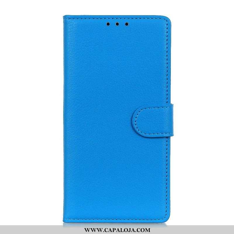 Capa Folio Para Sony Xperia 1 IV Couro Sintético De Lichia Tradicional