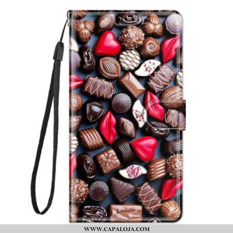 Capa Folio Para Xiaomi 12 / 12X De Cordão Tiras De Chocolate