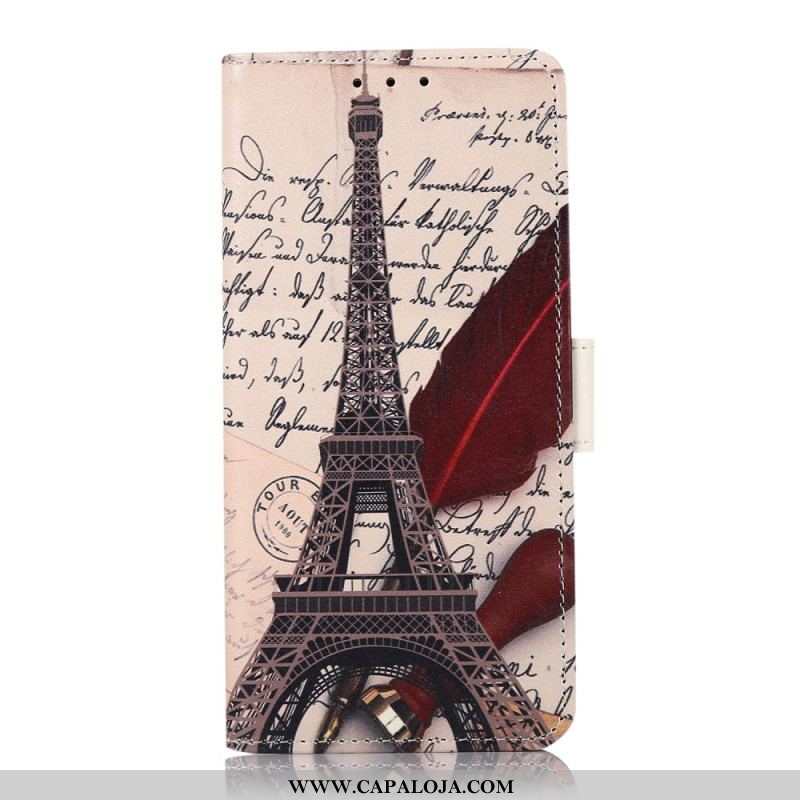 Capa Folio Para Xiaomi 12 Pro Torre Eiffel