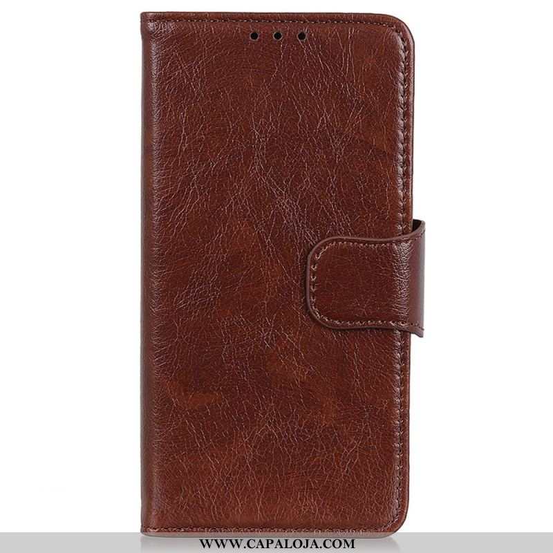 Capa Folio Para Xiaomi 13 Couro Napa Rachado