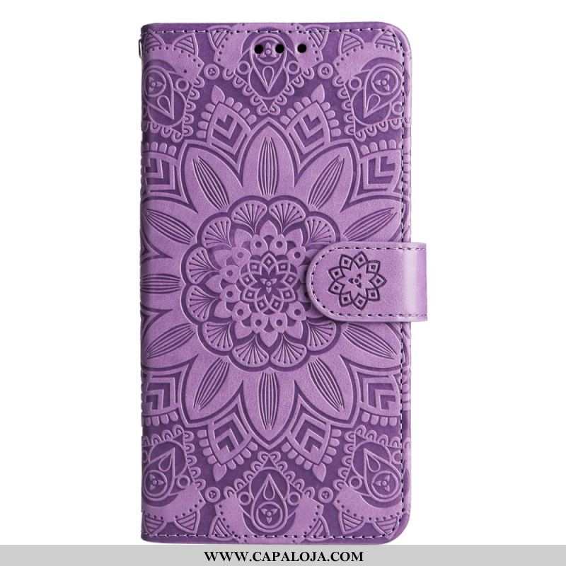 Capa Folio Para Xiaomi 13 Mandala Sol Com Cordão