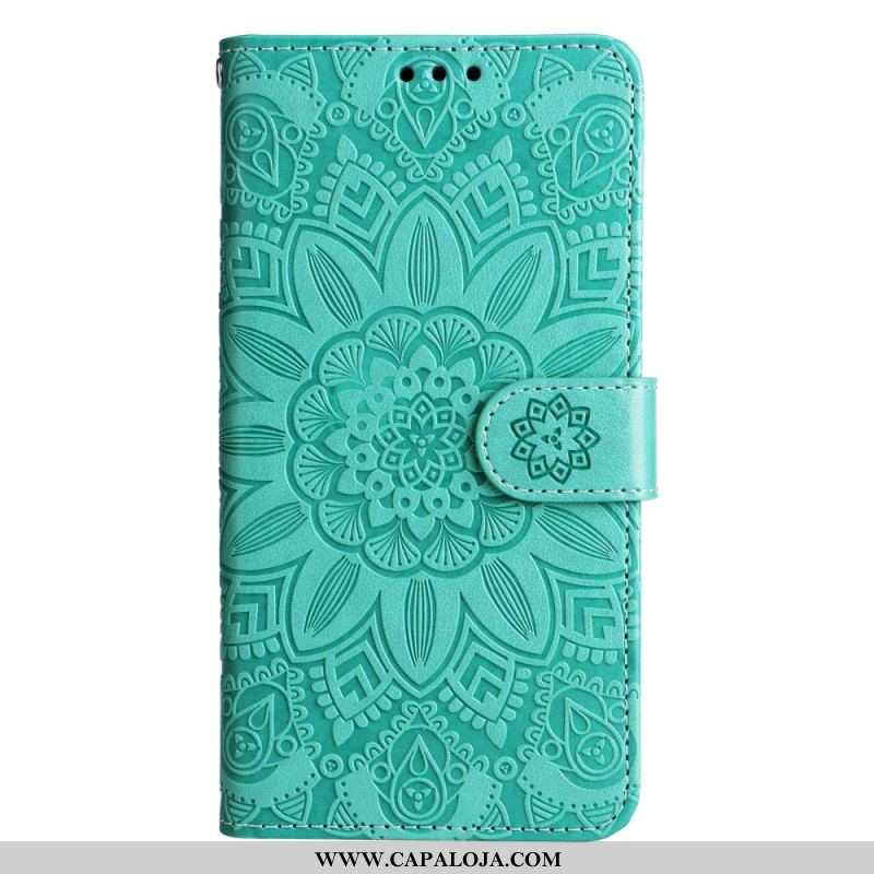 Capa Folio Para Xiaomi 13 Pro Mandala Sol Com Cordão