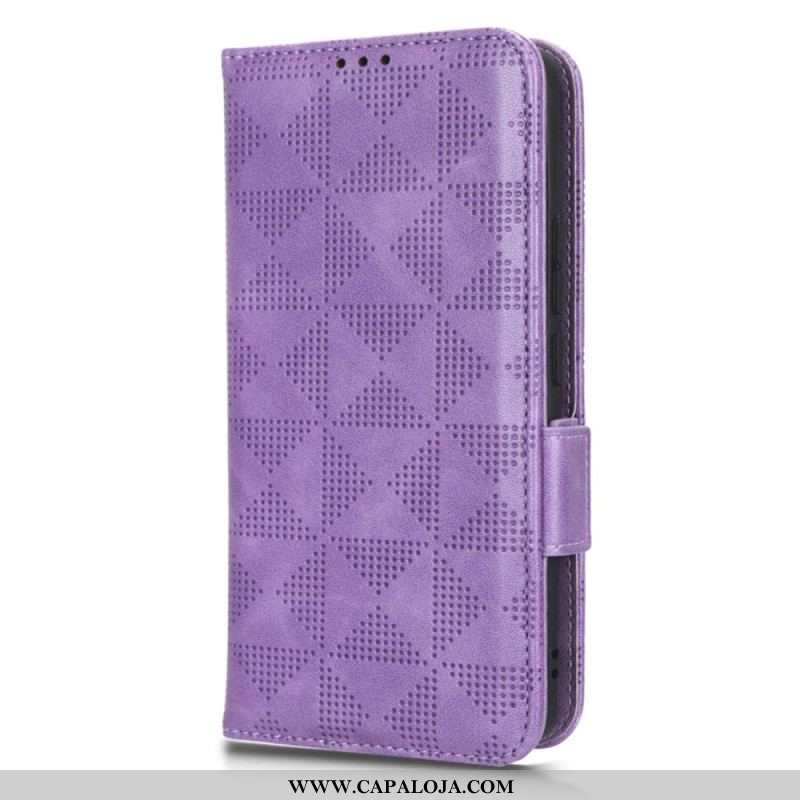 Capa Folio Para Xiaomi 13 Pro Triângulos Com Cordão