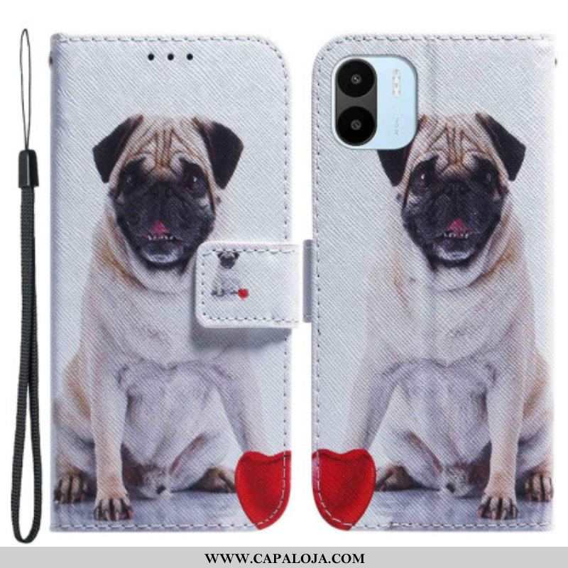 Capa Folio Para Xiaomi Redmi A1 Cachorro Pug