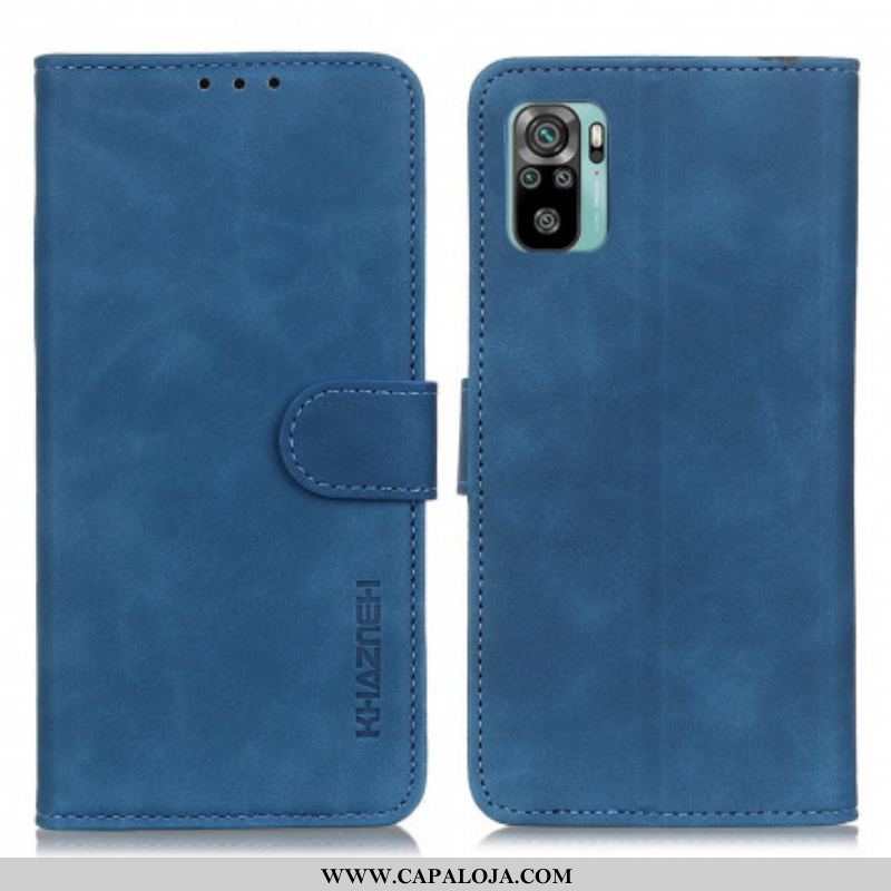 Capa Folio Para Xiaomi Redmi Note 10 / 10S Efeito Couro Vintage Khazneh