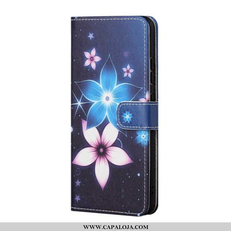 Capa Folio Para Xiaomi Redmi Note 10 5G De Cordão Flores De Cinta Lunar