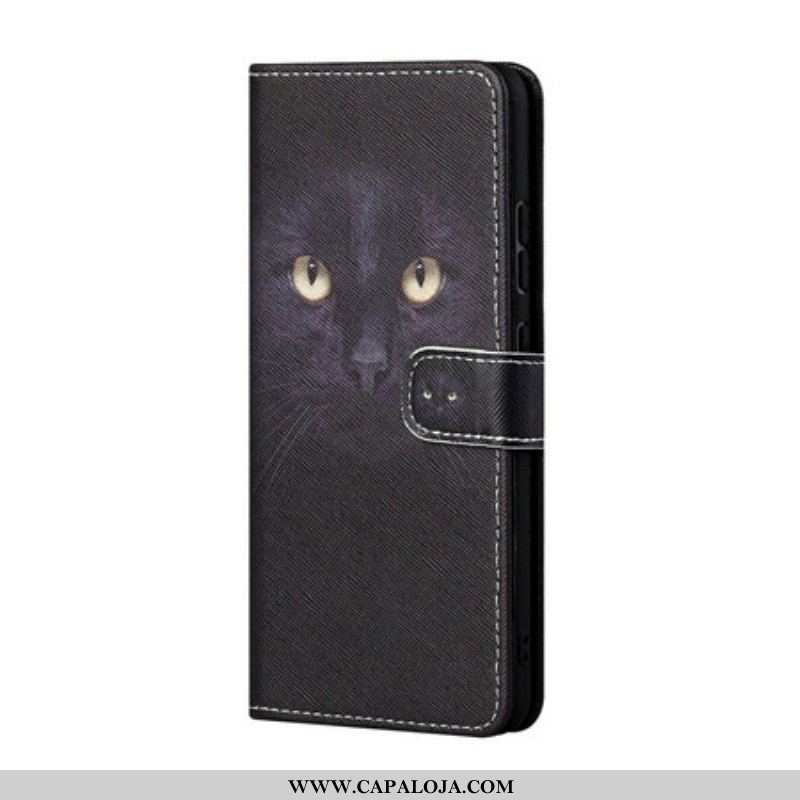 Capa Folio Para Xiaomi Redmi Note 10 5G De Cordão Olhos De Gato Com Tiras