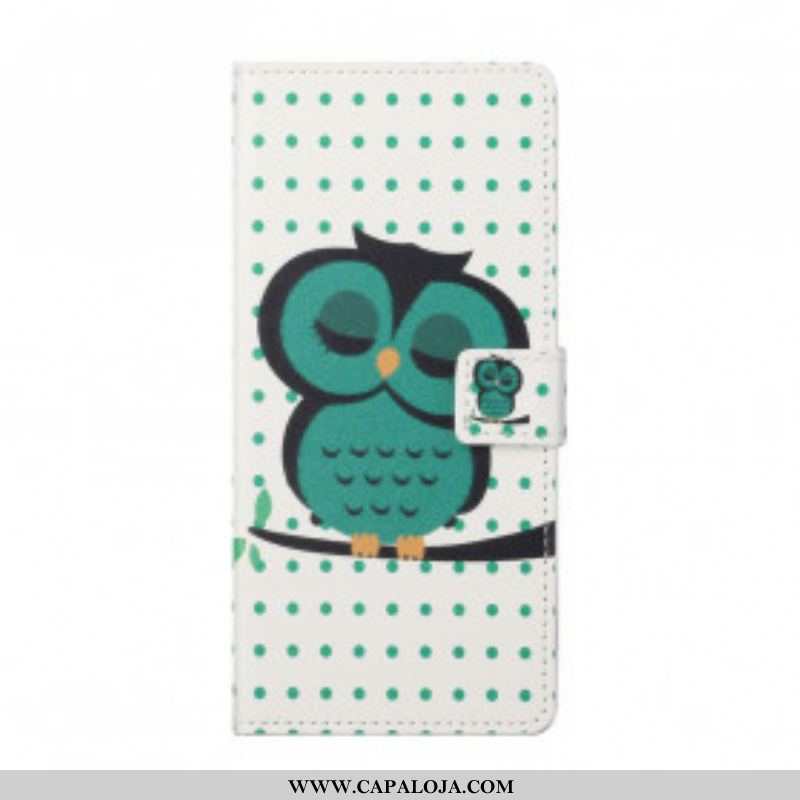 Capa Folio Para Xiaomi Redmi Note 10 Pro Coruja Adormecida