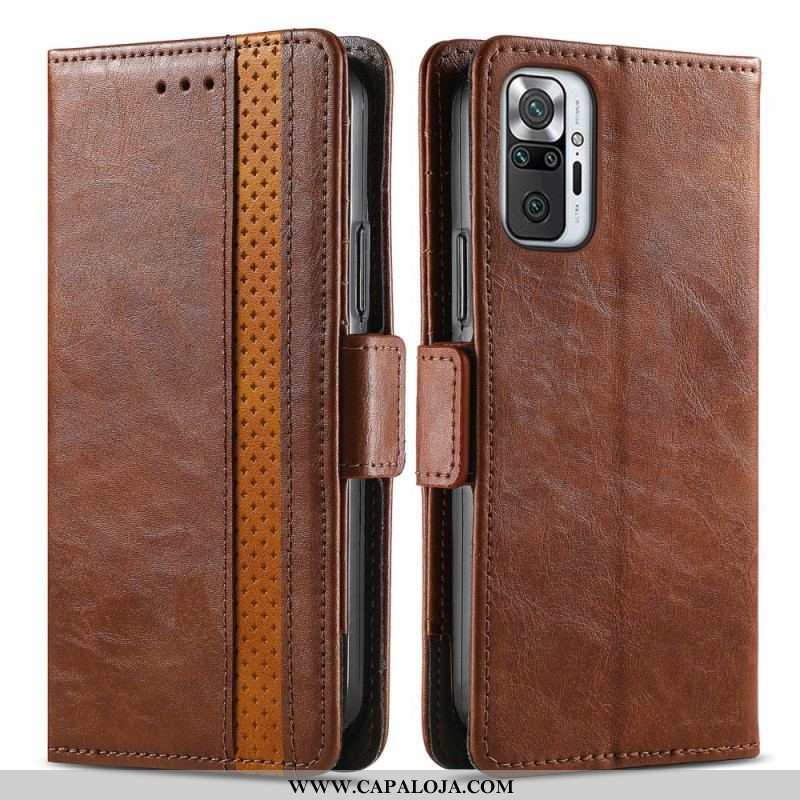 Capa Folio Para Xiaomi Redmi Note 10 Pro Fecho Duplo Bicolor