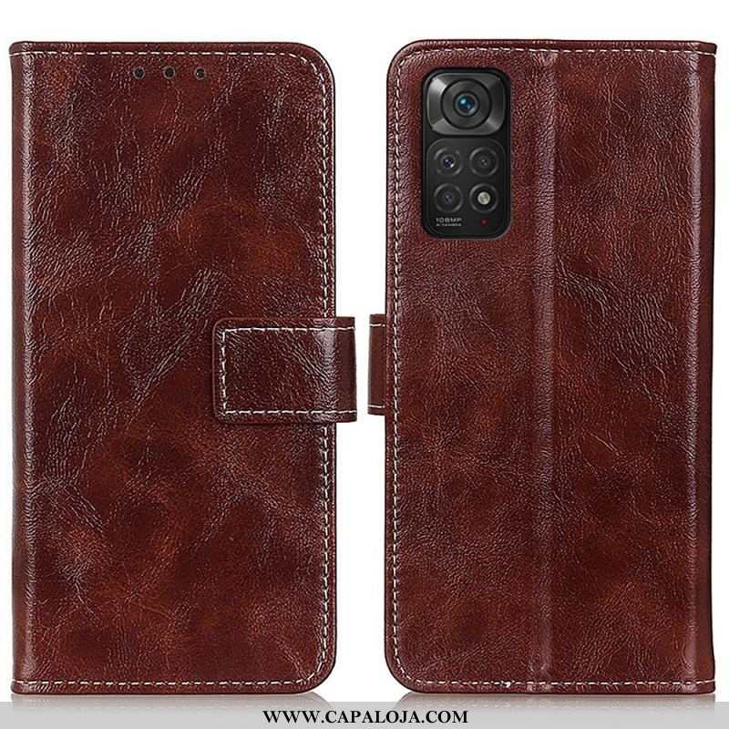 Capa Folio Para Xiaomi Redmi Note 11 / 11S Costuras Brilhantes E Expostas