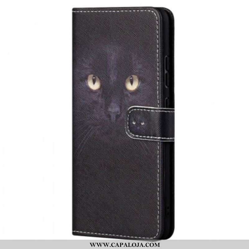 Capa Folio Para Xiaomi Redmi Note 11 / 11S De Cordão Olhos De Gato Preto Com Tiras