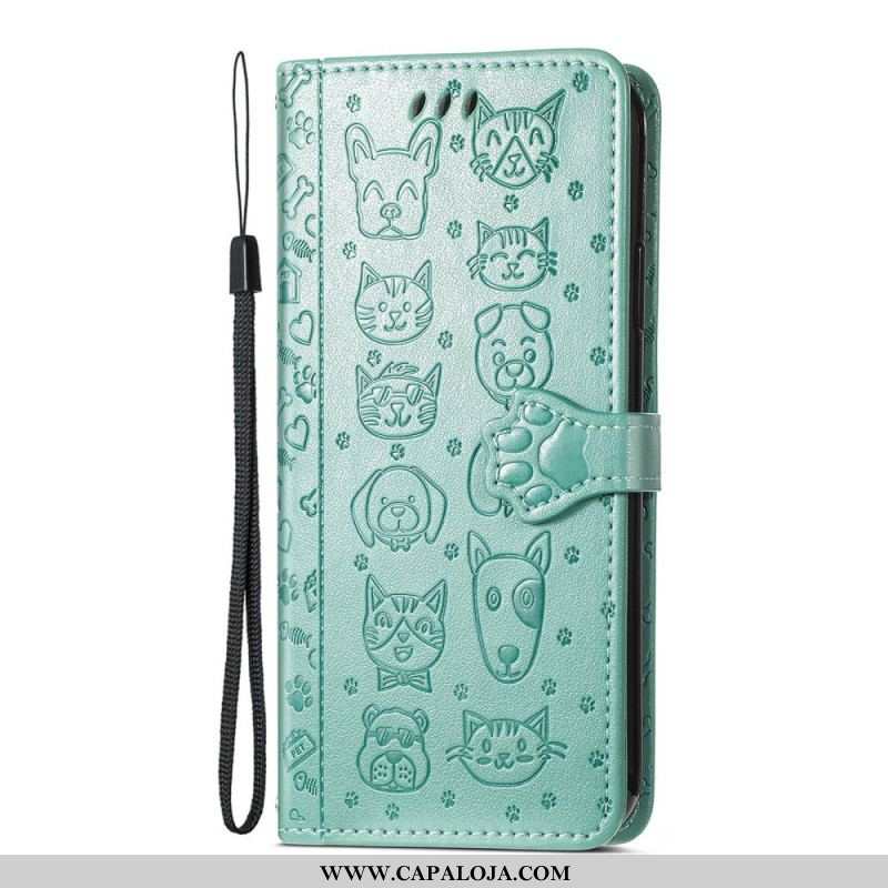 Capa Folio Para Xiaomi Redmi Note 11 Pro Plus 5G Animais Animados