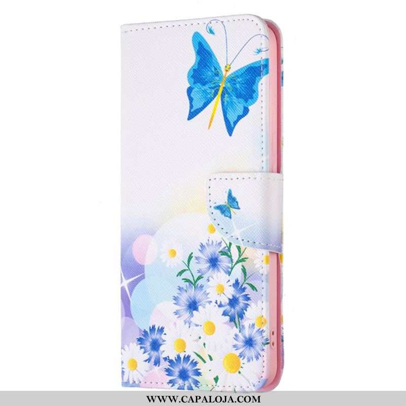 Capa Folio Para Xiaomi Redmi Note 11 Pro Plus 5G Borboletas