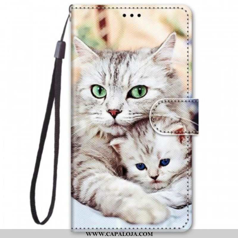 Capa Folio Para Xiaomi Redmi Note 11 Pro Plus 5G Família De Gatos