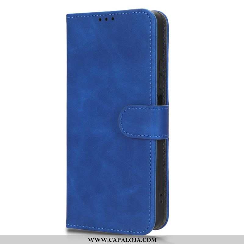 Capa Folio Para Xiaomi Redmi Note 12 4G Estilo De Couro Liso