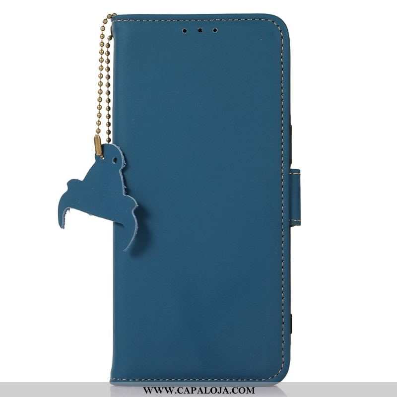 Capa Folio Para Xiaomi Redmi Note 12 4G Rfid De Couro Genuíno