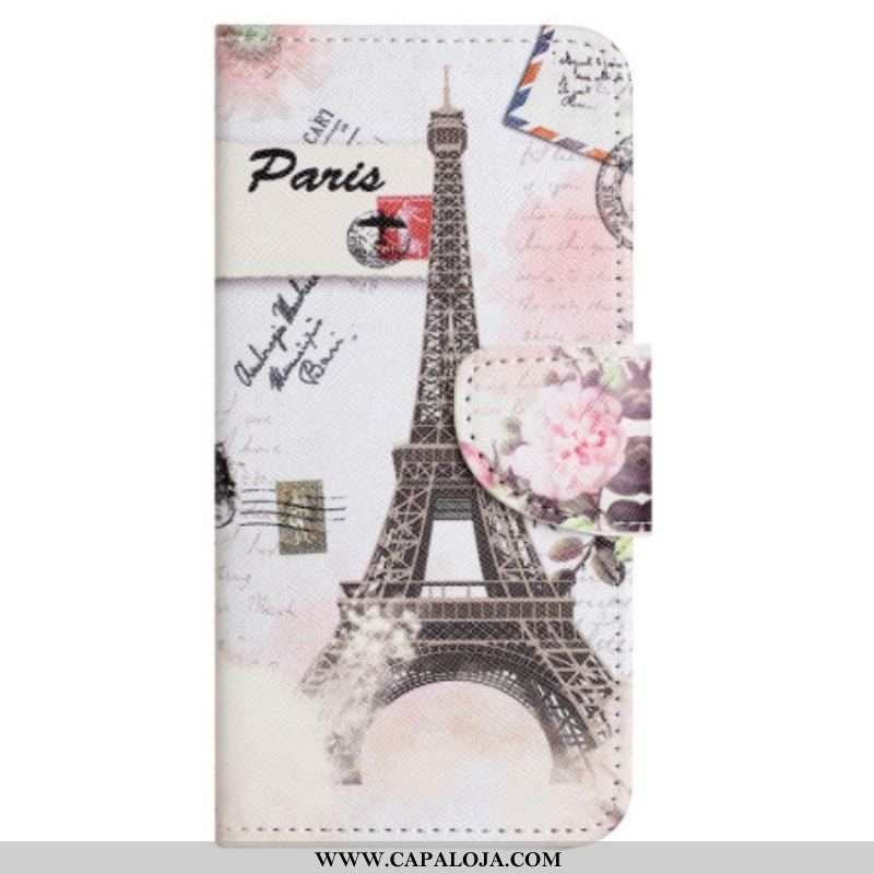 Capa Folio Para Xiaomi Redmi Note 12 4G Torre Eiffel