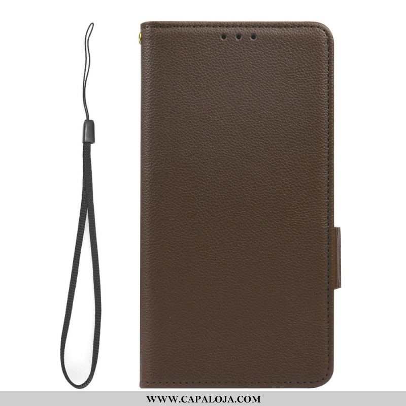 Capa Folio Para Xiaomi Redmi Note 12 5G Estilo Lichia Ultra Fino