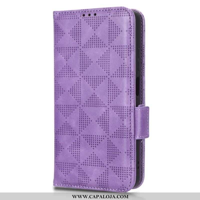 Capa Folio Para Xiaomi Redmi Note 12 5G Triângulos Com Cordão