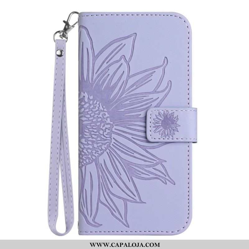 Capa Folio Para Xiaomi Redmi Note 12 Pro Plus Flor Com Cordão