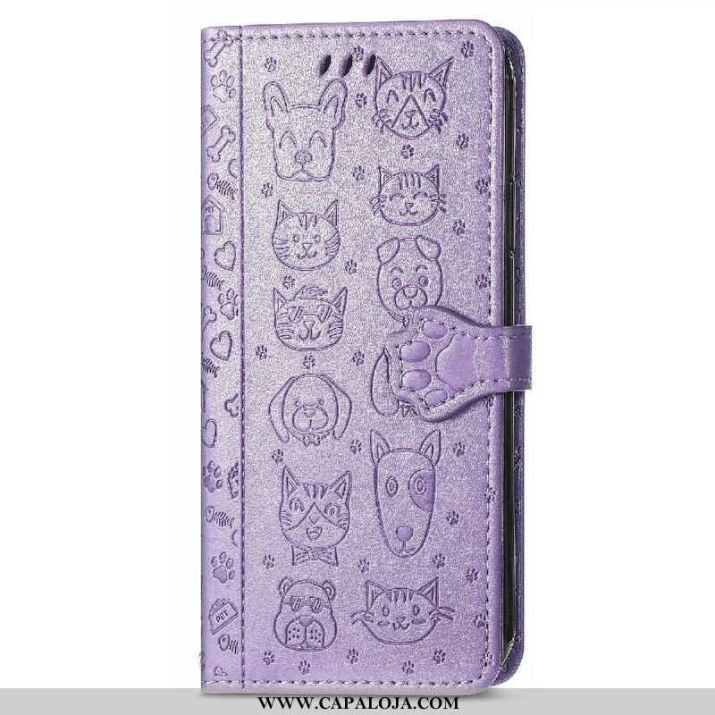 Capa Folio Para iPhone 13 Mini Animais Animados