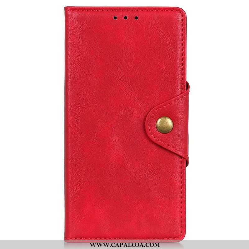 Capa Folio Para iPhone 13 Mini Botão De Couro Falso