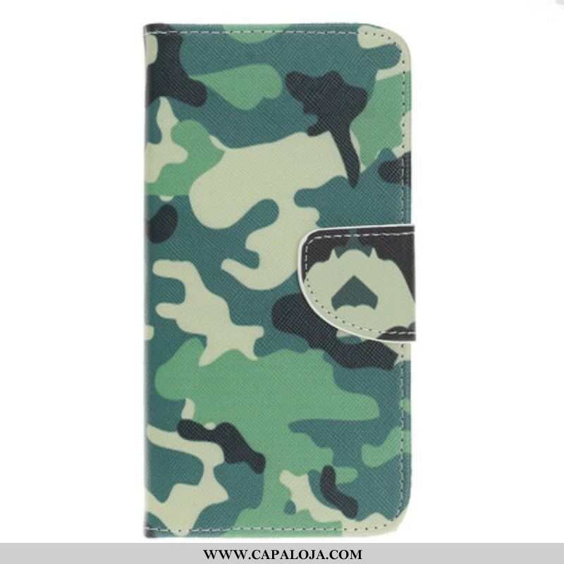 Capa Folio Para iPhone 13 Pro Camuflagem Militar