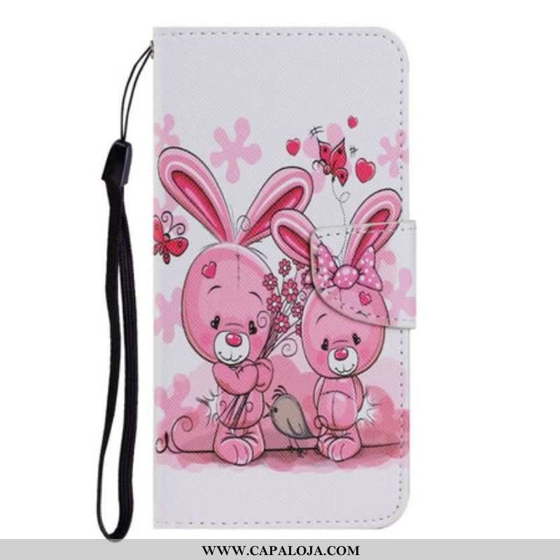 Capa Folio Para iPhone 13 Pro Coelhos