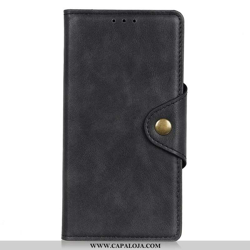 Capa Folio Para iPhone 13 Pro Max Botão De Couro Falso