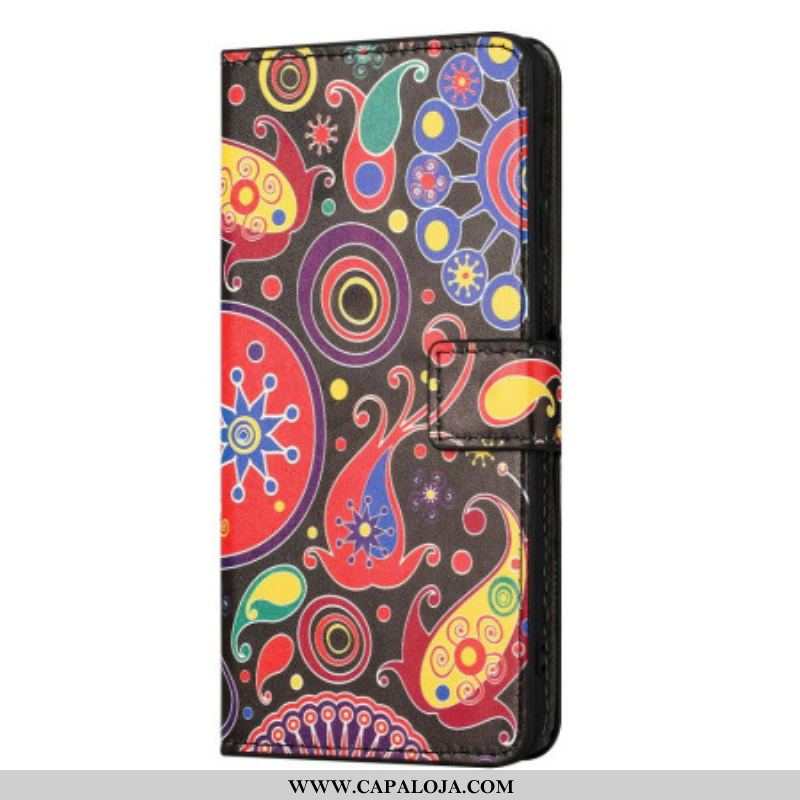 Capa Folio Para iPhone 14 Padrão De Galáxia