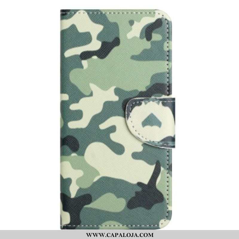 Capa Folio Para iPhone 14 Pro Camuflagem Militar