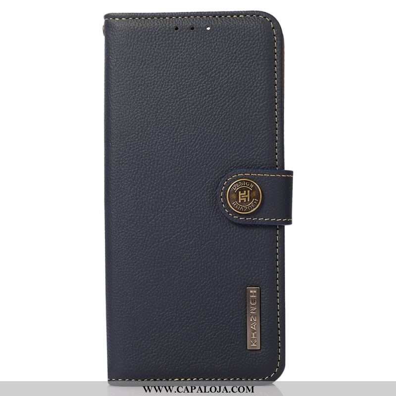 Capa Folio Para iPhone 14 Pro Khazneh Rfid Couro Genuíno