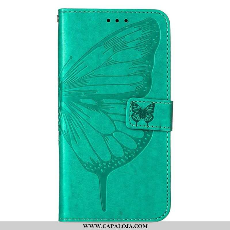 Capa Folio Para iPhone 14 Pro Max De Cordão Borboleta De Tiras Barroca