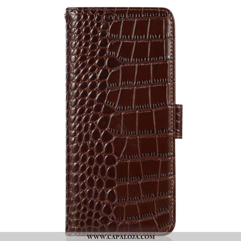 Capa Folio Para iPhone 14 Pro Max Rfid Estilo Crocodilo