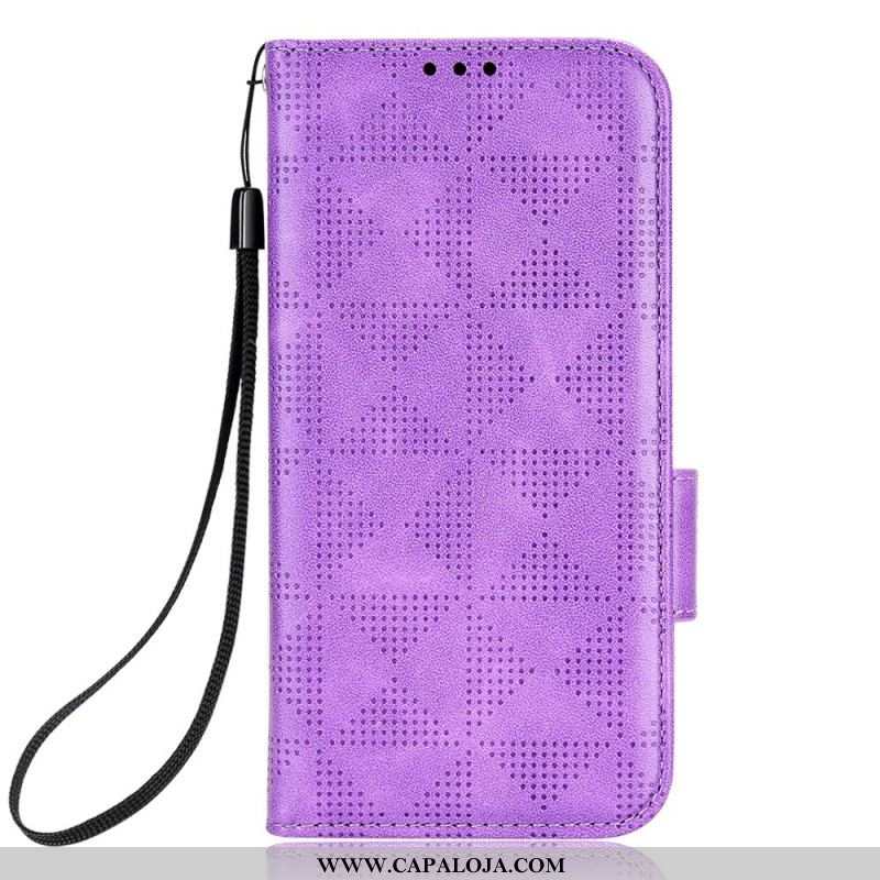 Capa Folio Para iPhone 14 Triângulos Com Cordão