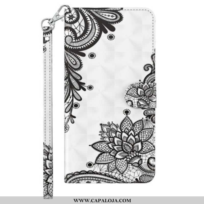 Capa Folio Para iPhone 15 Plus De Cordão Renda 3d Com Alça