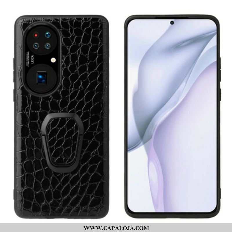 Capa Para Huawei P50 Pro Suporte De Anel Estilo Crocodilo