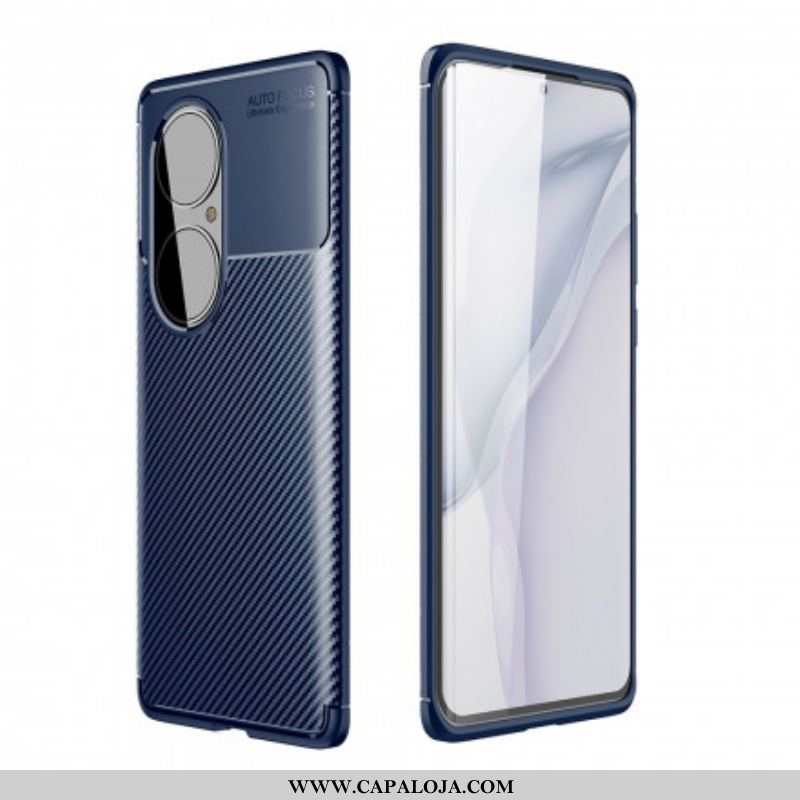 Capa Para Huawei P50 Pro Textura Flexível De Fibra De Carbono