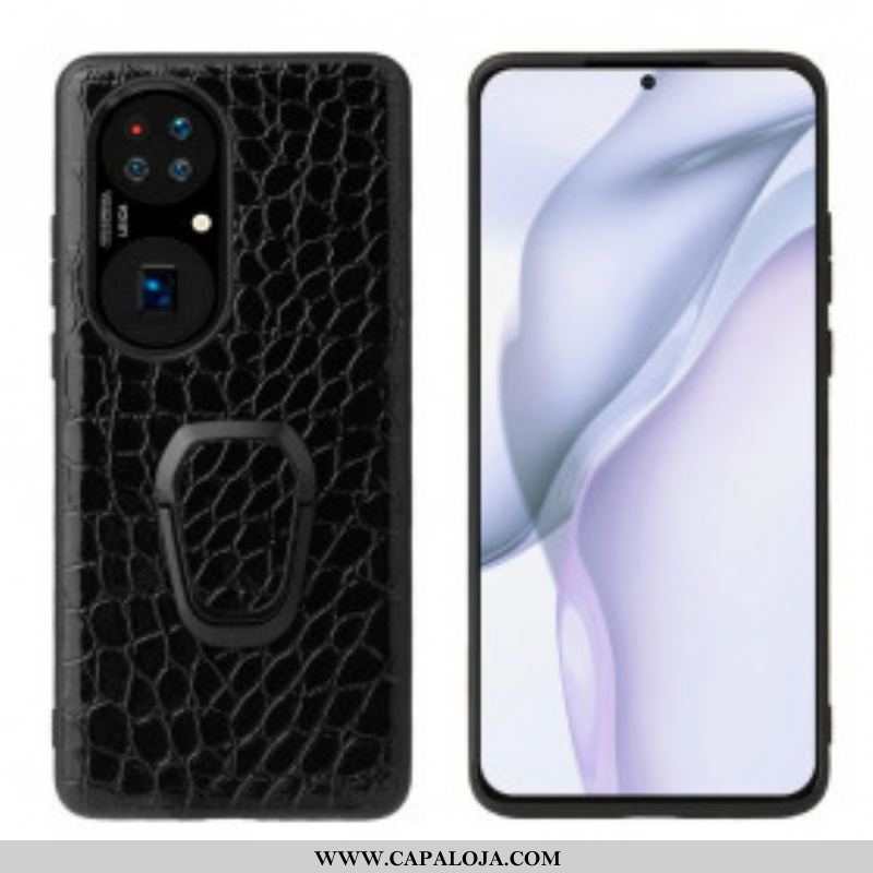 Capa Para Huawei P50 Suporte De Anel Estilo Crocodilo