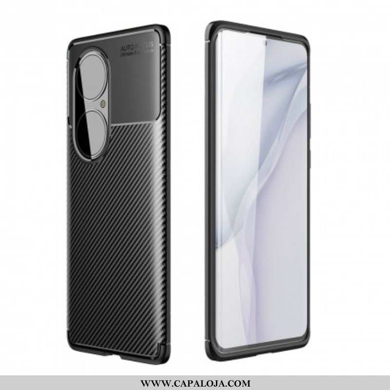 Capa Para Huawei P50 Textura Flexível De Fibra De Carbono