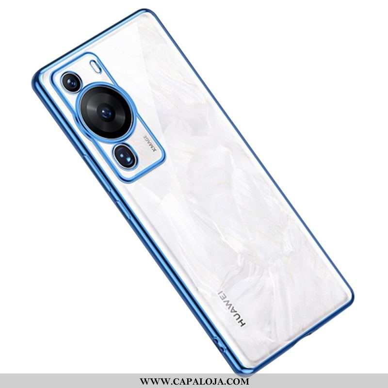 Capa Para Huawei P60 Pro Bordas Estilo Metal Transparente Sulada