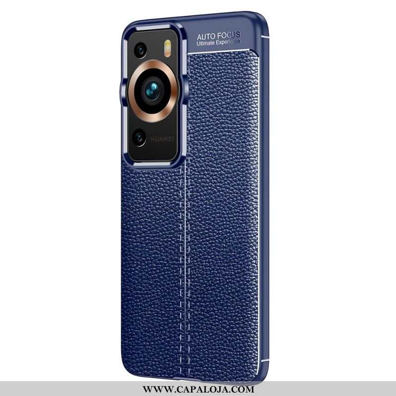 Capa Para Huawei P60 Pro Efeito Couro Lichia Linha Dupla