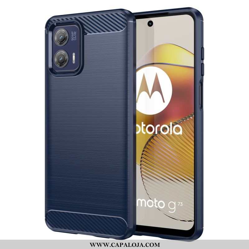 Capa Para Moto G73 5G Fibra De Carbono Escovada